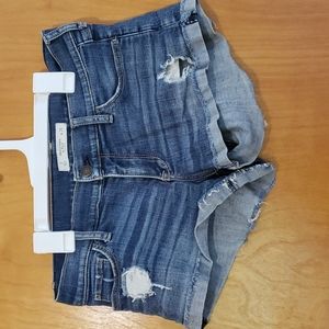 Abercrombie & Fitch blue denim distressed shorts